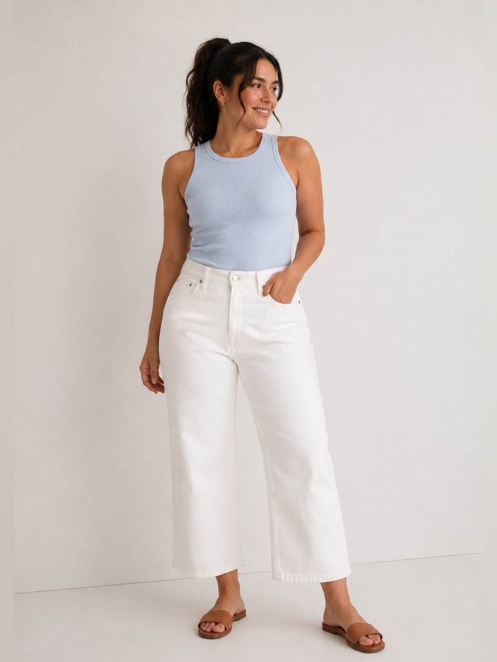 NWT Madewell The Perfect Vintage Wide-Leg Crop Jean Perfect White Size 24W
